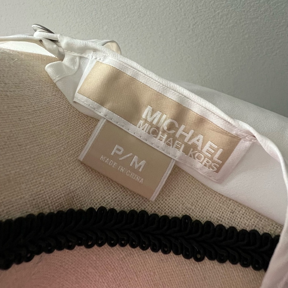 Michael Kors Sleeveless Ivory Pleated Front Blouse - Petite Medium -Work Office - Picture 9 of 12